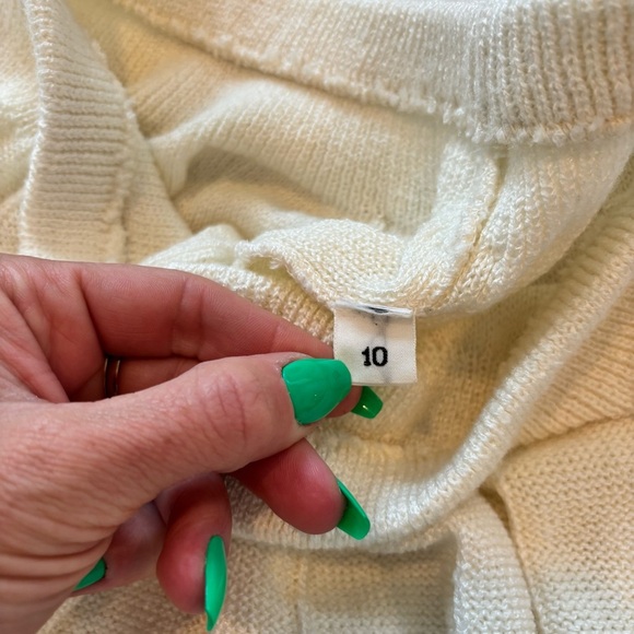 Vintage 70's Savion by Ignacy Feuer Cream Women's Knit Skirt Set Peplum Size 10 - Picture 13 of 16